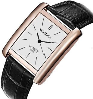 Horloges Heren Vierkante Rechthoek Rose Gold Lederen Band Pak Horloge Luxe Mannelijke Quartz Horloges Montre Homme zwart wit