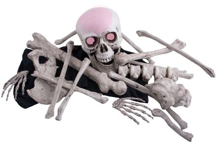 Horror botten en schedel decoratie kerkhof set met verlichting Multi