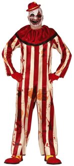 Horror clown Billy verkleed kostuum rood/wit voor heren - Killer clownspak - Halloween verkleedkleding L (52-54)