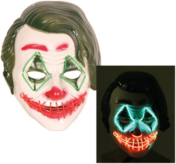 Horror clown Gezichtsmasker - met led verlichting - voor volwassenenA - Verkleedmaskers Groen