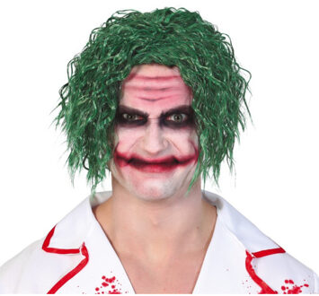 Horror clown verkleed pruik - the Joker - groen - volwassenen - Halloween clownspruik voor heren