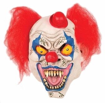 Horror clown verkleedmasker met hoedje - latex - gezicht masker - Halloween Multi