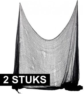 Horror decoratie net 75 x 300 cm - 2x - zwart - Halloween/horror decoratie muur/plafond versiering