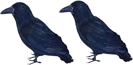 Horror decoratie raaf/kraai - 3x - zwart - 30 cm - Halloween thema versiering - Kerkhof kraaien - Vo