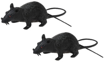 Horror decoratie rat - 4x stuks - zwart - 22 cm - Halloween versiering - Plastic ratten enge decorat
