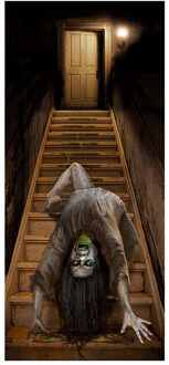 Horror deur scenesetter/deurposter - bezeten meisje - Halloween thema versiering - 180 x 80 cm Bruin