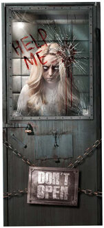 Horror deur scenesetter/deurposter - help me - Halloween thema versiering - 180 x 80 cm Titanium grijs