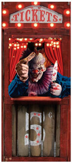 Horror deur scenesetter/deurposter - Horrorclown/circus - Halloween thema versiering - 180 x 80 cm Rood