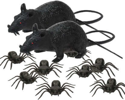 Horror enge beestjes decoratie dieren set spinnen en ratten