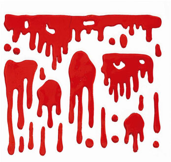 Horror gel raamstickers bloed - 25 x 25 cm - rood - Halloween thema decoratie/versiering - Feeststickers
