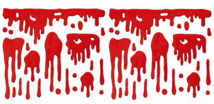 Horror gel raamstickers bloed - 3x - 25 x 25 cm - rood - Halloween thema decoratie/versiering