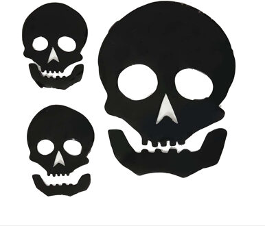 Horror gel raamstickers doodskoppen - 20 x 20 cm - zwart - Halloween thema decoratie/versiering - Feeststickers