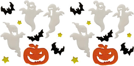 Horror gel raamstickers spoken/vleermuizen - 2x - 20 x 25 cm - Halloween thema decoratie/versiering