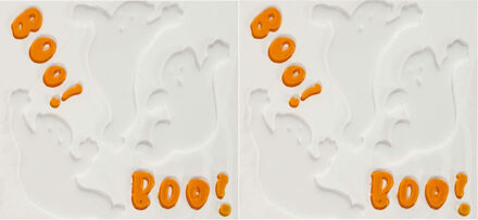 Horror gel raamstickers spookjes - 3x - 25 x 25 cm - wit/oranje - Halloween thema decoratie/versieri
