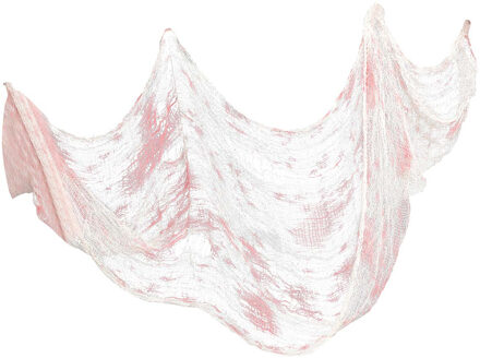 Horror/halloween deco wand/muur/plafond gordijn stof - wit/bloed - 76 x 228 cm - griezel uitstraling