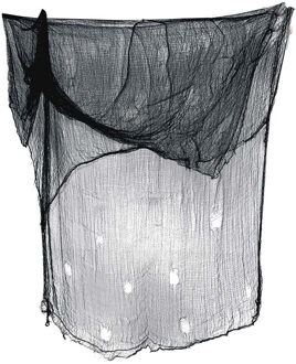 Horror/halloween deco wand/muur/plafond gordijn stof - zwart - 200 x 500 cm - griezel uitstraling