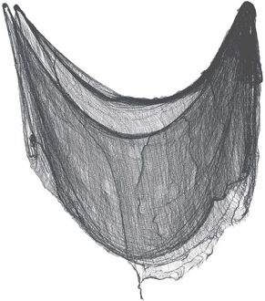 Horror/halloween deco wand/muur/plafond gordijn stof - zwart - 76 x 228 cm - griezel uitstraling