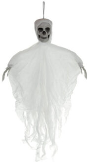 Horror/halloween decoratie skelet/geraamte pop - wit - geest/spook - hangend - 70 cm