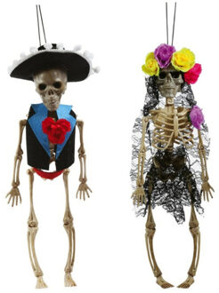 Horror/halloween decoratie skelet/geraamte poppen set - Day of the Dead - hangend - 40 cm
