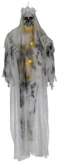 Horror/halloween decoratie skelet spook bruid pop - met verlichting - hangend - 180 cm
