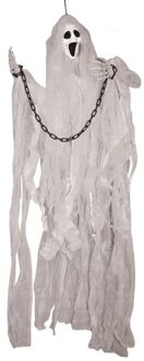 Horror/Halloween decoratie spook/geest pop - met licht - wit - 120 cm