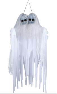 Horror/halloween decoratie spook/geest pop - siamese tweeling - hangend - 70 cm - Halloween poppen Wit