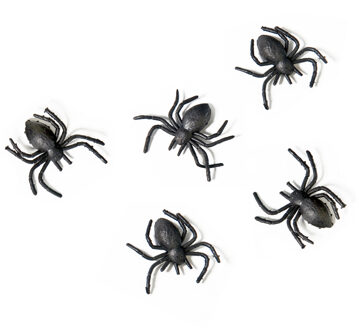 Horror/Halloween griezel spinnetjes - 10x - kunststof - zwart - 3 cm - Feestdecoratievoorwerp