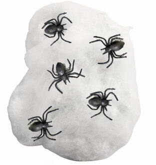 Horror/Halloween griezel spinnetjes met spinnen rag - 10x - kunststof - zwart - 3 cm
