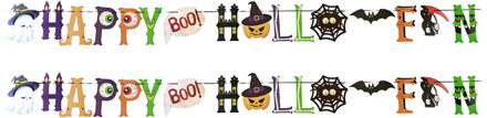 Horror/halloween letterslinger - 2x - Happy Halloween - papier - 250 cm - Feestartikelen/versiering