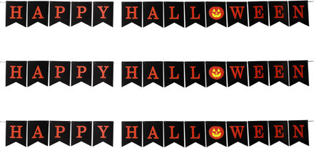 Horror/halloween letterslinger - 3x - Happy Halloween - papier - 300 cm - Feestartikelen/versiering