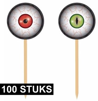 Horror halloween thema cocktailprikkers - met oogbollen - 100x stuks - Tafel decoratie / versiering