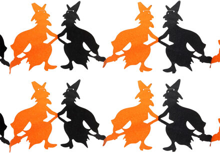 Horror/halloween thema feestslinger - 2x - Heksen - papier - 300 cm - Feestartikelen/versiering