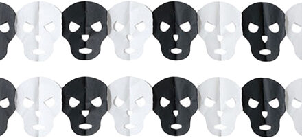 Horror/halloween thema feestslinger - 2x - Schedels - papier - 300 cm - Feestartikelen/versiering