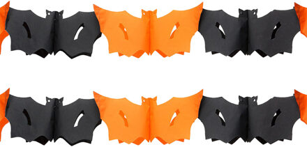 Horror/halloween thema feestslinger - 2x - Vleermuizen - papier - 300 cm - Feestartikelen/versiering