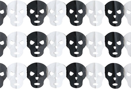 Horror/halloween thema feestslinger - 3x - Schedels - papier - 300 cm - Feestartikelen/versiering