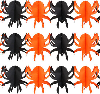 Horror/halloween thema feestslinger - 3x - Spinnen - papier - 300 cm - Feestartikelen/versiering