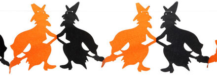 Horror/halloween thema feestslinger - Heksen - papier - 300 cm - Feestartikelen/versiering - Feestslingers Oranje