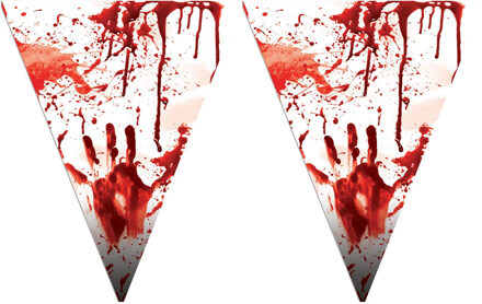Horror/Halloween thema vlaggenlijn feestslinger - 2x - bloederig - plastic - 500 cm - Vlaggenlijnen Multikleur