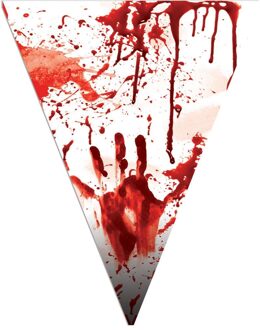 Horror/Halloween thema vlaggenlijn feestslinger - bloederig - plastic - 500 cm - Vlaggenlijnen Multikleur