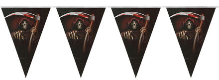 Horror/halloween thema vlaggenlijn feestslinger - magere Hein - plastic - 250 cm - Vlaggenlijnen Multikleur
