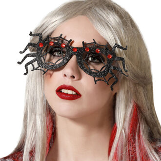 Horror/halloween verkleed accessoires bril met spinnen glazen Zwart