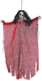 Horror hangdecoratie spook/geest pop rood 60 cm