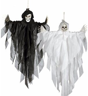 Horror hangdecoratie spook - geest pop - wit - 75 cm - Halloween decoratie poppen