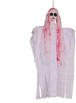 Horror hangdecoratie spook/geest pop wit met bloed 50 cm
