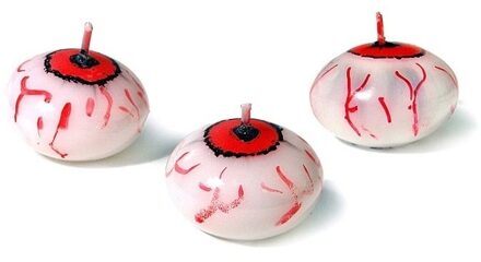 Horror kaarsjes drijvende oogbollen 3x - Kaarsen Multikleur