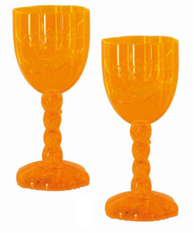 Horror kelk wijnglas - 2x - drinkbeker - oranje pompoen - Gotische Halloween wijnglazen