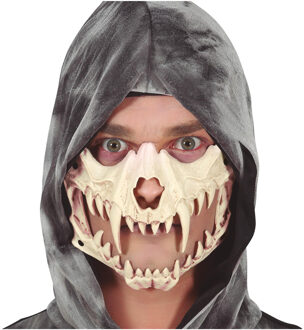 Horror masker skelet tanden - PVC - volwassenen - Halloween - doodskop - verkleedmasker Wit