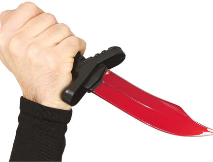 Horror mes met bloed - 25 cm - kunststof - Halloween wapens - accessoires Rood