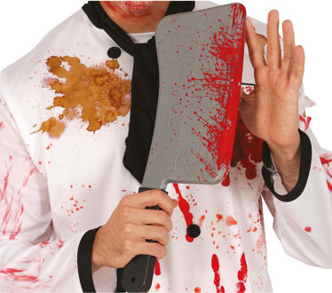 Horror mes met bloed - 40 cm - kunststof - slagersmes - Halloween accessoires