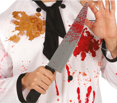 Horror mes met bloed - 42 cm - kunststof - vleesmes - Halloween accessoires